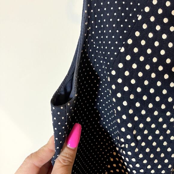 Banana Republic Dress Sheath Polka Dot 0 Navy Blue White Business Casual - Picture 9 of 15